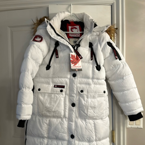 Canada Weather Gear Jackets & Blazers - CANADA WEATHER GEAR Parka Hood Zip Button Winter Waterproof Shell White Sz Lg